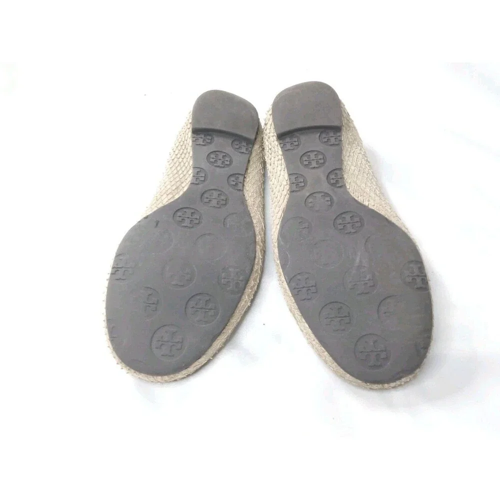 Tory Burch Reva Flats Shoes Women's Size 6.5 Gray Distress Leather Python Print